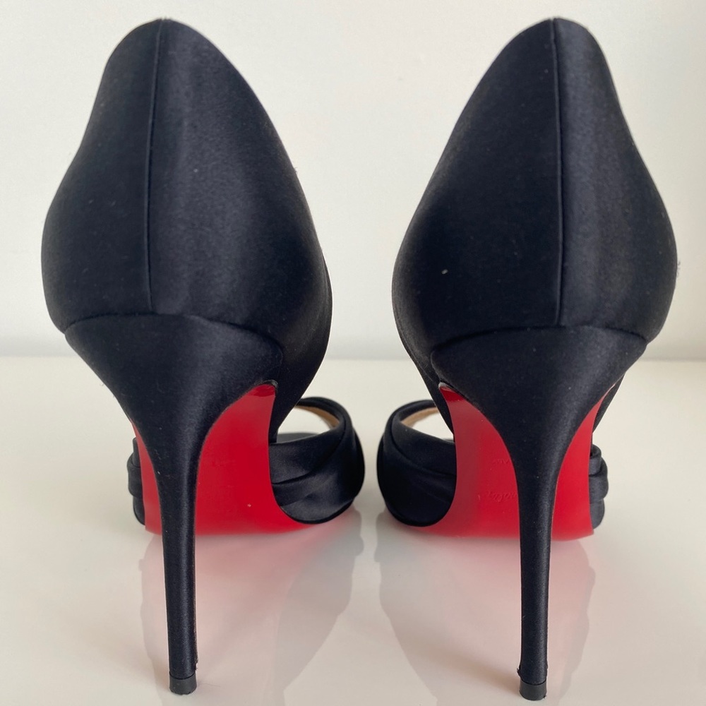 Christian Louboutin Black Satin Tres Ophrah 100 Stiletto Heels Pumps size 36 - Picture 11 of 17